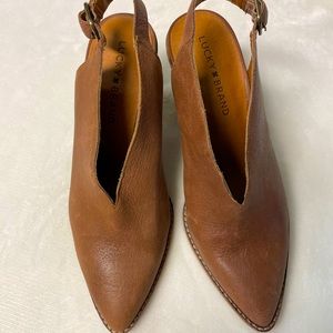 Lucky Brand / Tan Leather Slingback / Bootie with Heels